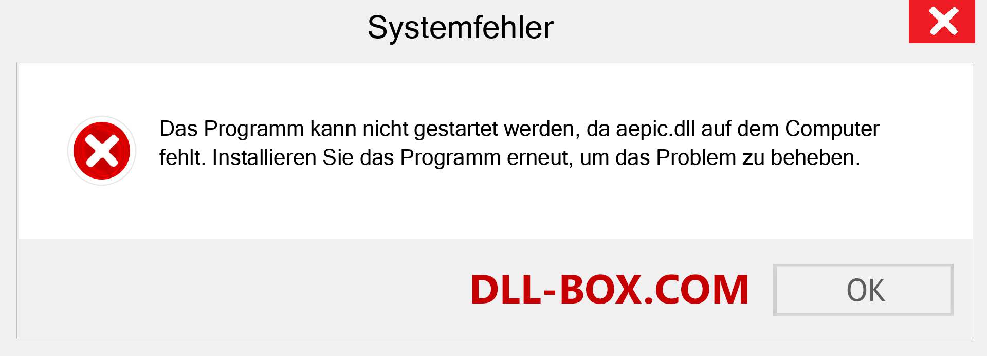 aepic.dll-Datei fehlt?. Download für Windows 7, 8, 10 - Fix aepic dll Missing Error unter Windows, Fotos, Bildern