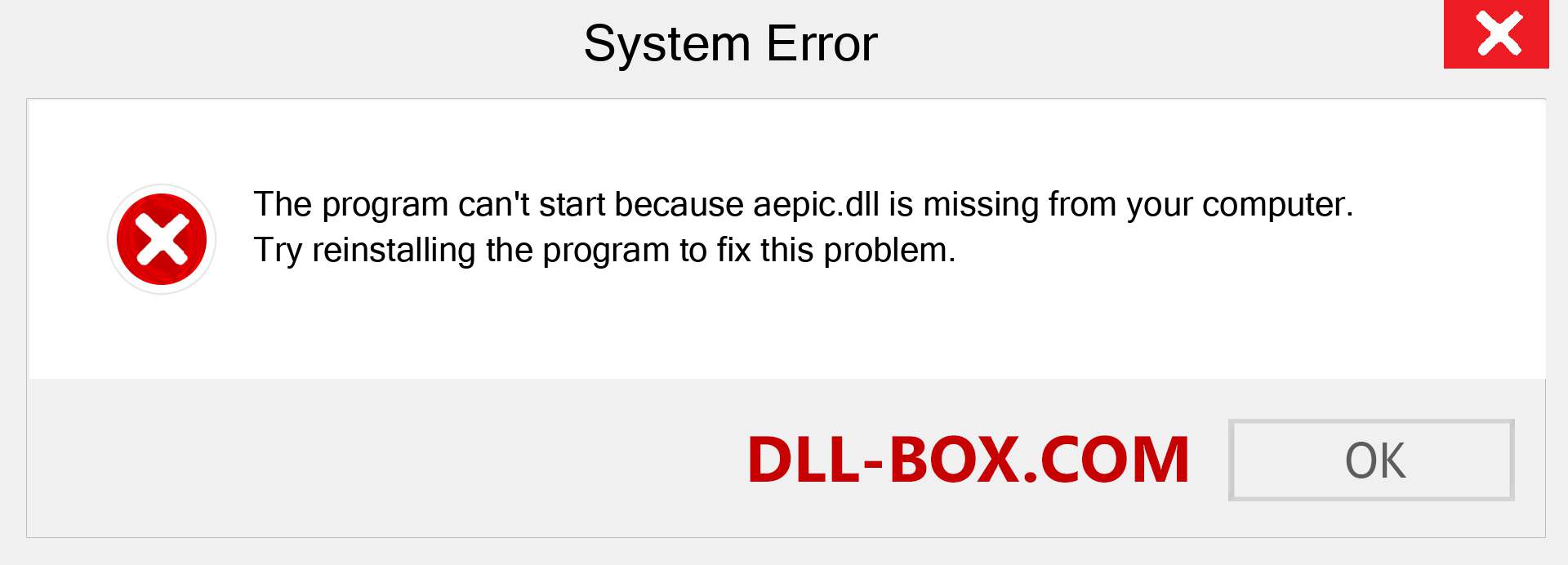  aepic.dll file is missing?. Download for Windows 7, 8, 10 - Fix  aepic dll Missing Error on Windows, photos, images