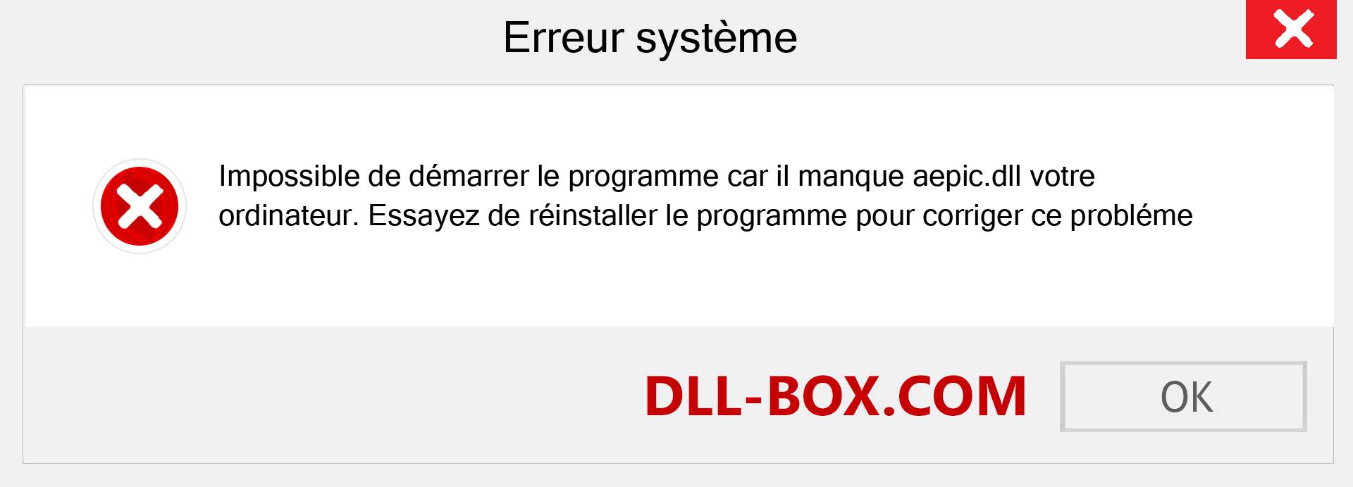 Le fichier aepic.dll est manquant ?. Télécharger pour Windows 7, 8, 10 - Correction de l'erreur manquante aepic dll sur Windows, photos, images